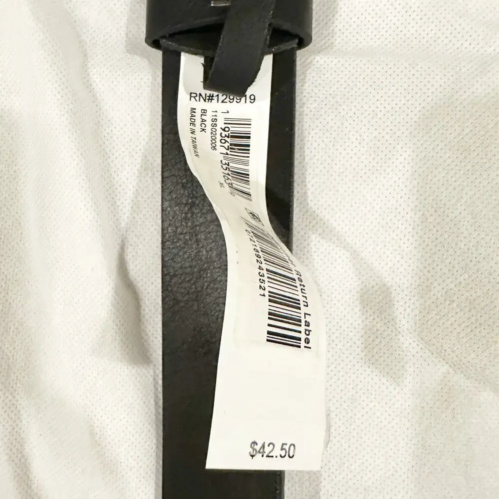 Sun + Stone Mens Black Faux Leather Buckle Dress Casual Belt
